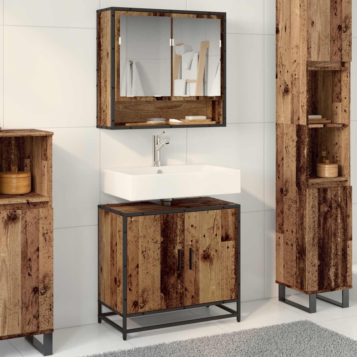 vidaXL Bathroom Sink Cabinet Old Wood 65 x 33 x 60 cm Engineered wood 1