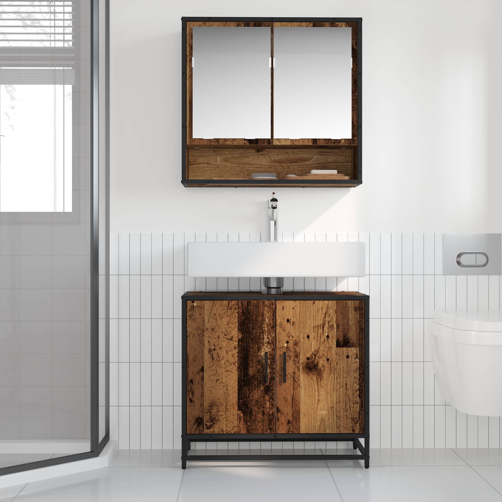 vidaXL Bathroom Sink Cabinet Old Wood 65 x 33 x 60 cm Engineered wood 4