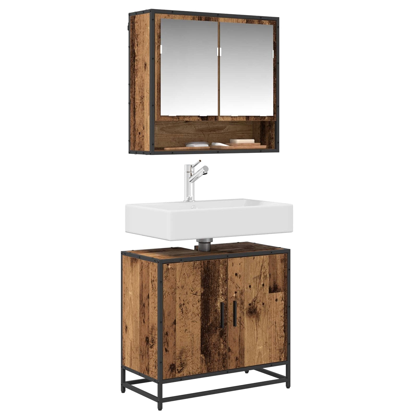 vidaXL Bathroom Sink Cabinet Old Wood 65 x 33 x 60 cm Engineered wood 3
