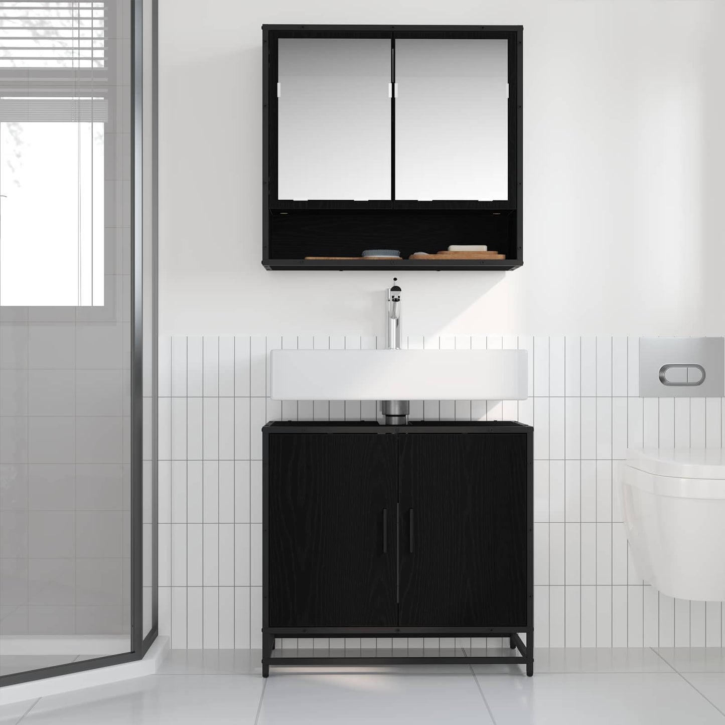 vidaXL Bathroom Sink Cabinet Black Oak 65 x 33 x 60 cm Engineered wood 4