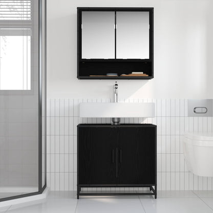 vidaXL Bathroom Sink Cabinet Black Oak 65 x 33 x 60 cm Engineered wood 4