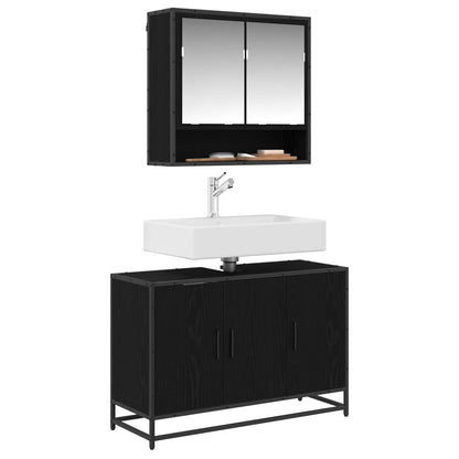 Bathroom Sink Cabinet 90x33x60 cm Engineered Wood Black oak