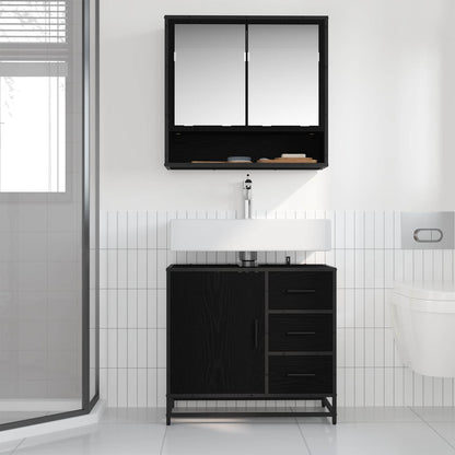 Bathroom Cabinet 65 x 33 x 60 cm Engineered Wood Black oak