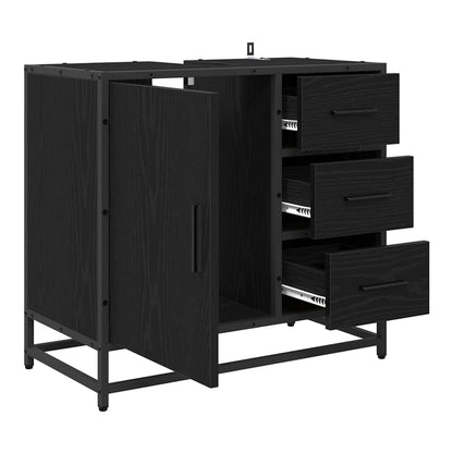 Bathroom Cabinet 65 x 33 x 60 cm Engineered Wood Black oak