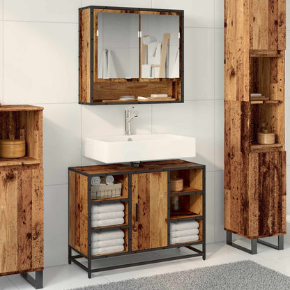 Bathroom Sink Cabinet 80x33x60 cm Engineered Wood Old wood