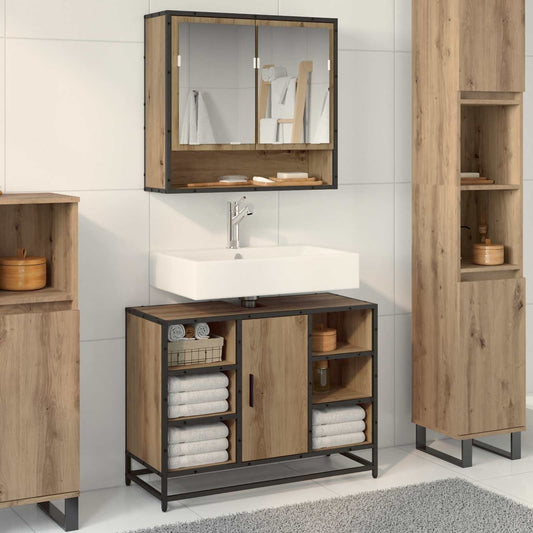 Bathroom Sink Cabinet 80x33x60 cm Engineered Wood Artisan oak