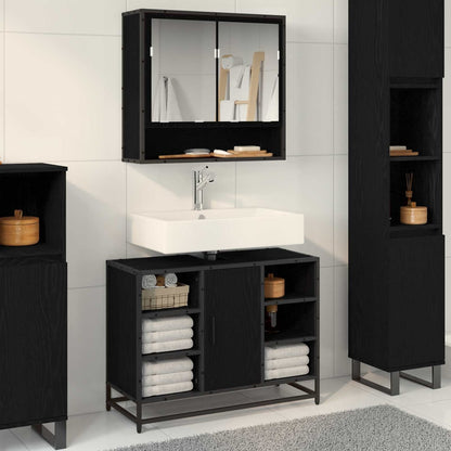 Bathroom Sink Cabinet 80x33x60 cm Engineered Wood Black oak