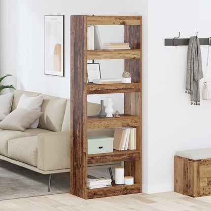 vidaXL Book Cabinet 5-Tier 60 x 30 x 166 cm Engineered Wood Old wood 1
