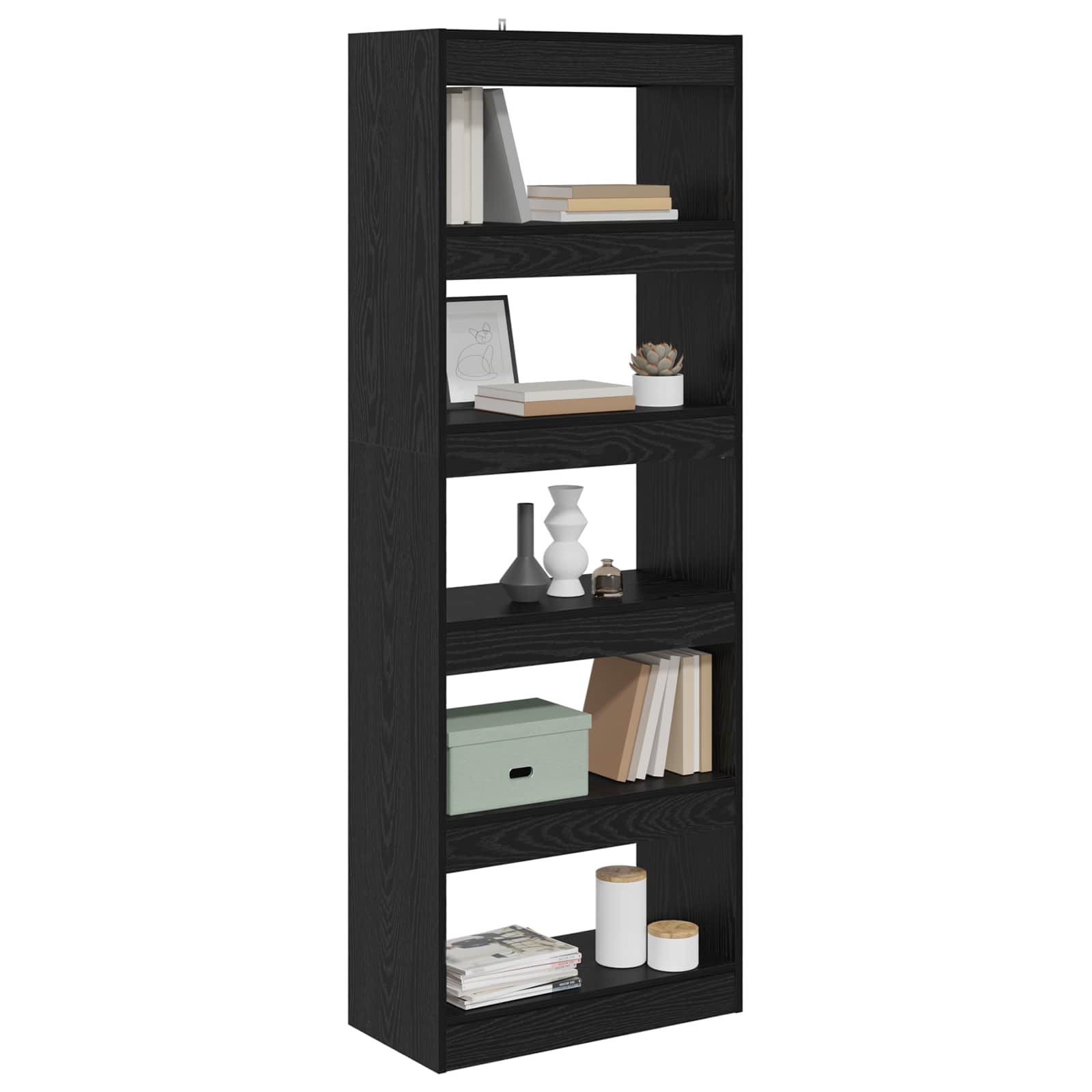 vidaXL Book Cabinet 5-Tier 60 x 30 x 166 cm Engineered Wood Black oak 3