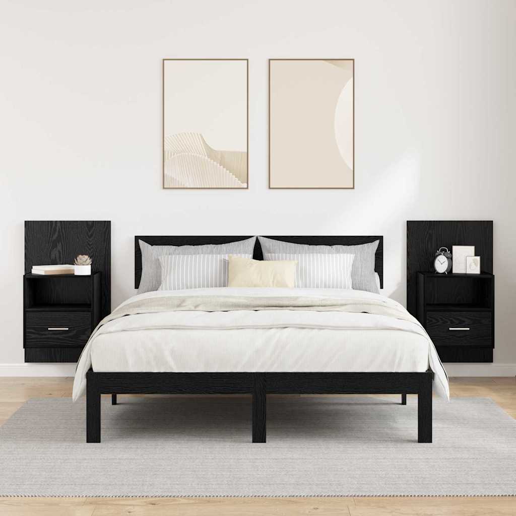 vidaXL Bedside Cabinet 2 pcs Black Oak 50 x 32.5 x 80cm 4