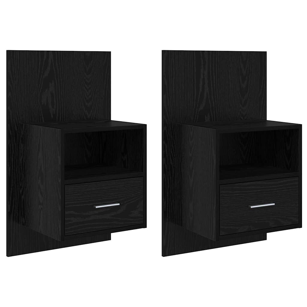 vidaXL Bedside Cabinet 2 pcs Black Oak 50 x 32.5 x 80cm 2