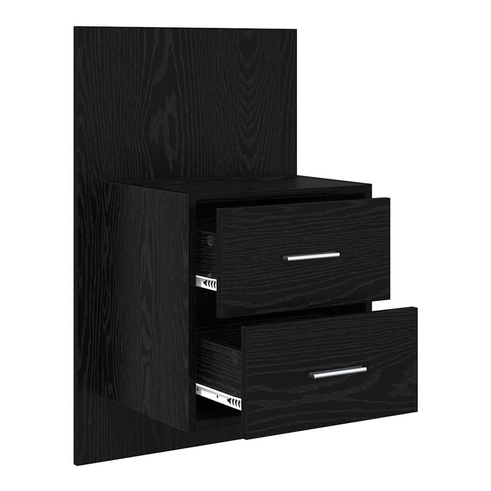 Wall-mounted Bedside Cabinet Black oak