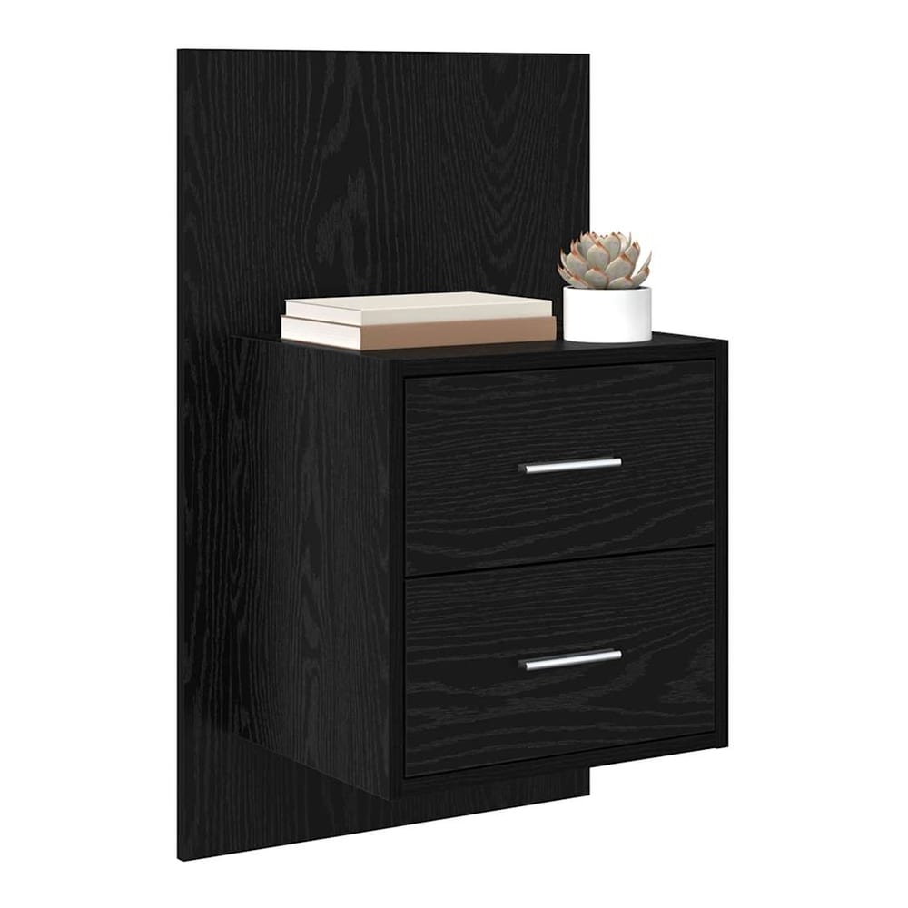 Wall-mounted Bedside Cabinet Black oak