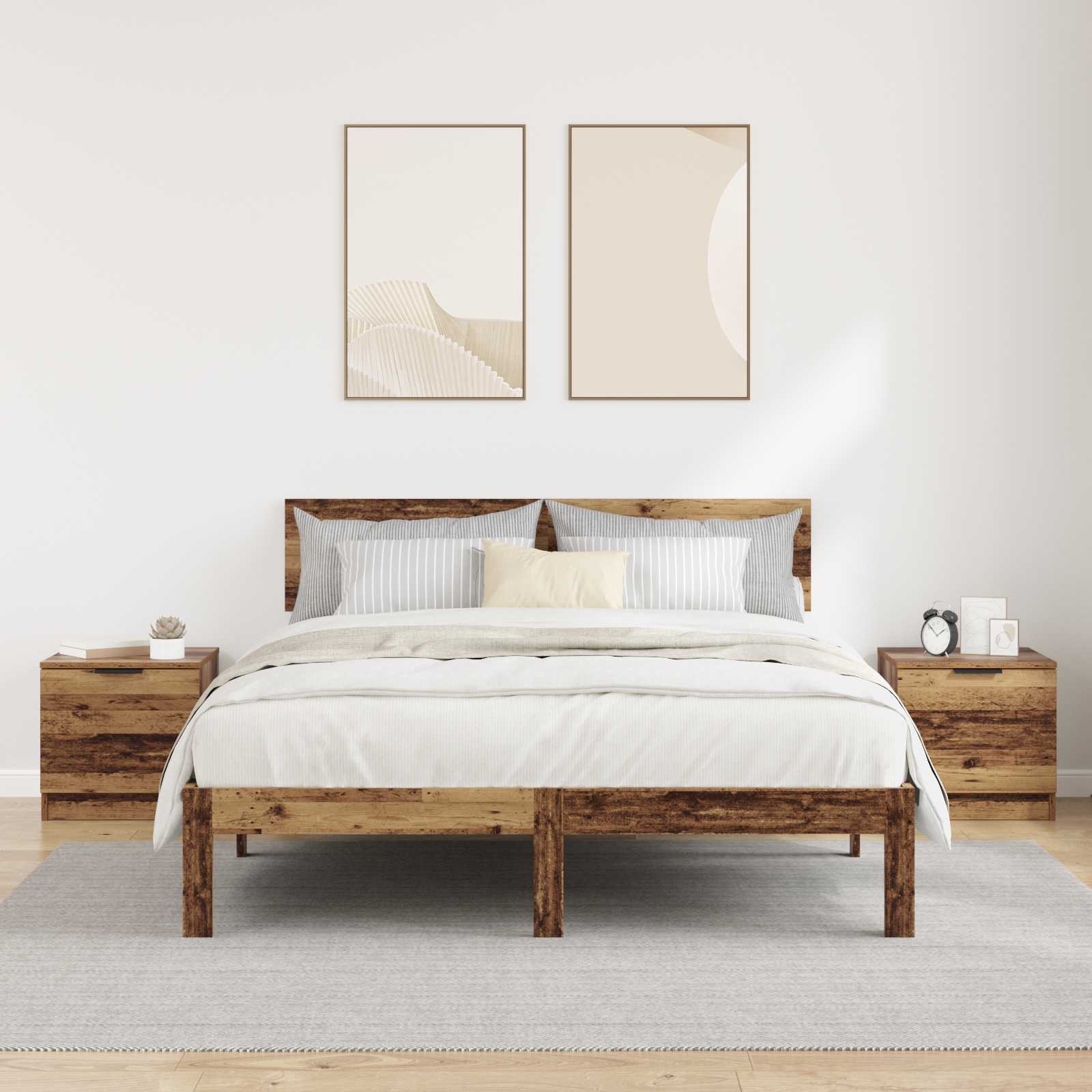 vidaXL Bed Cabinet 2 pcs Old Wood 40 x 39 x 40cm Engineered Wood 4