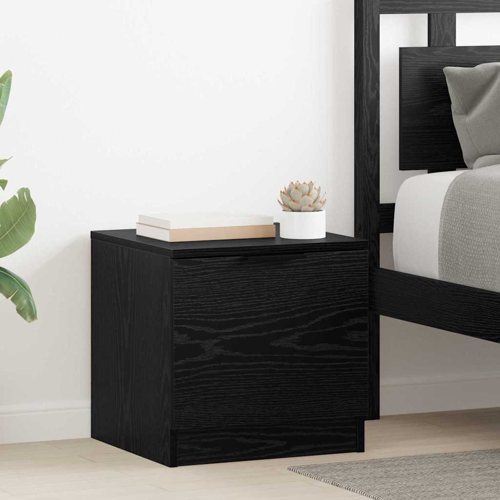 vidaXL Bed Cabinet 2 pcs Black Oak 40 x 39 x 40cm Engineered Wood 1