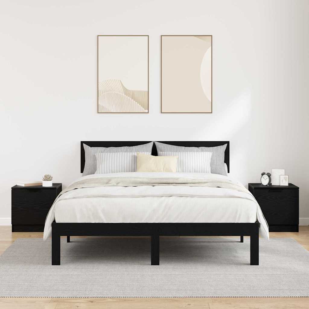 vidaXL Bed Cabinet 2 pcs Black Oak 40 x 39 x 40cm Engineered Wood 4