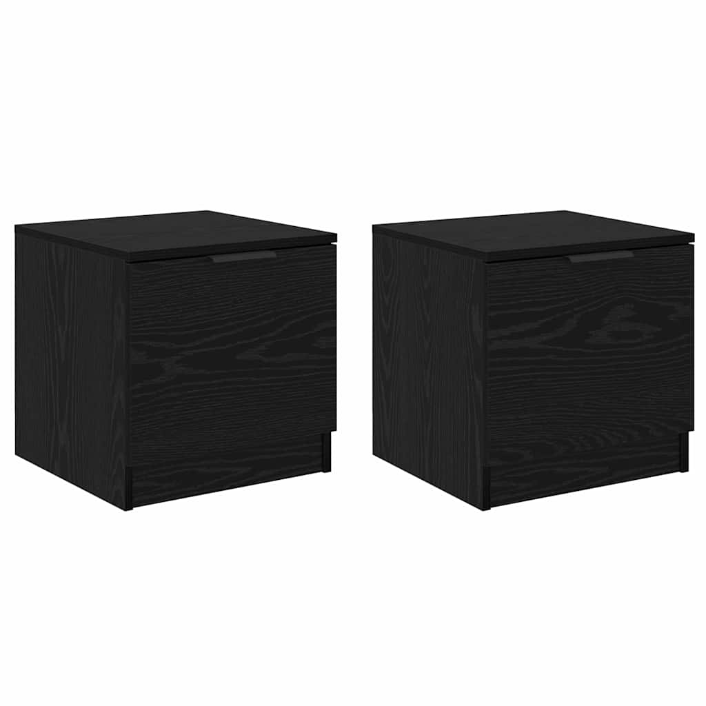 vidaXL Bed Cabinet 2 pcs Black Oak 40 x 39 x 40cm Engineered Wood 2