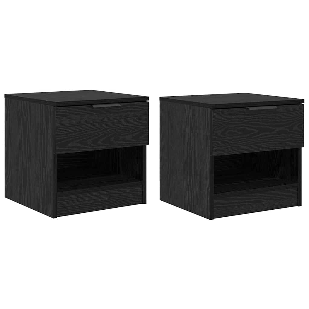 Bedside Cabinets Engineered Wood Black oak