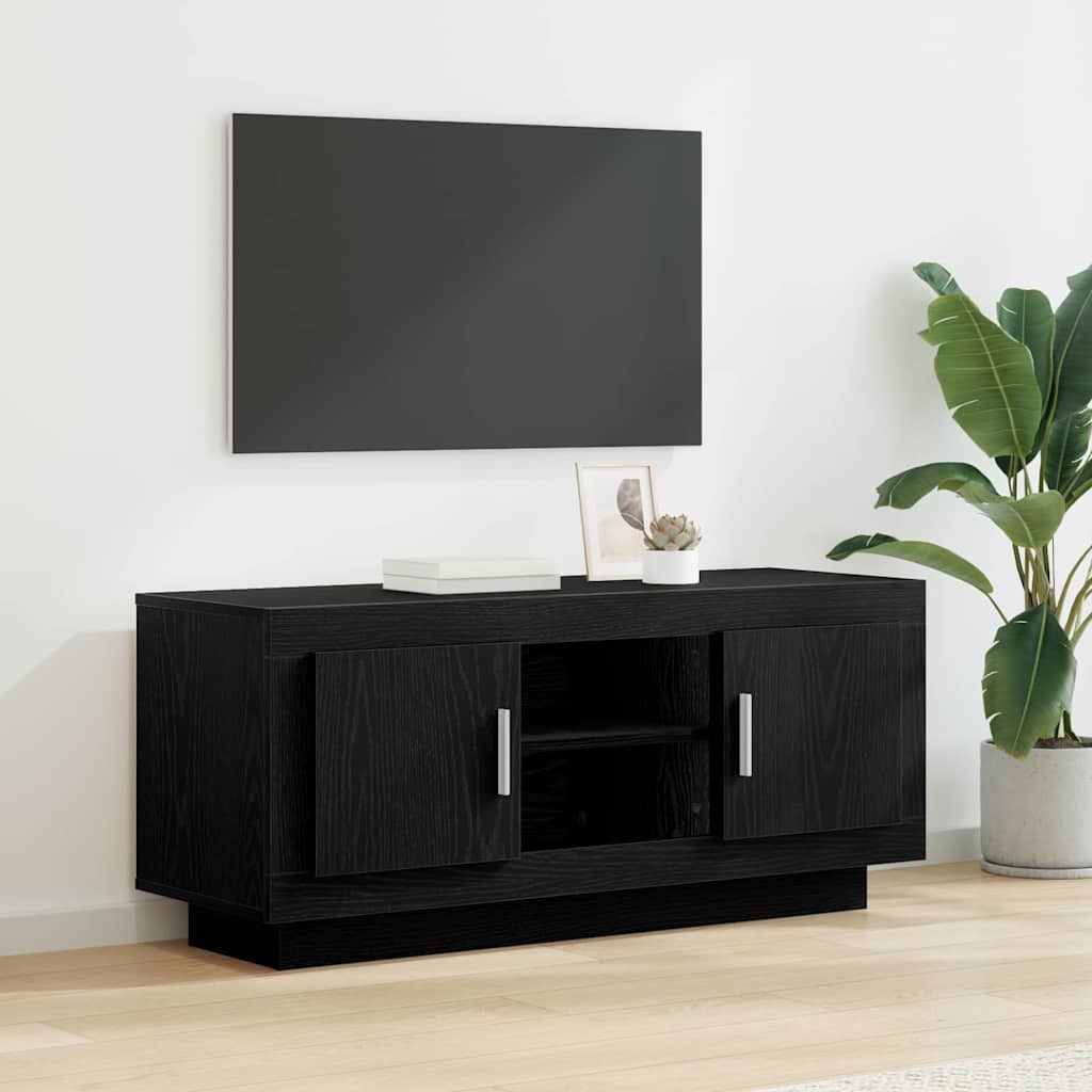 vidaXL TV Cabinet 102 x 35 x 45 cm Black Oak Engineered Wood 1