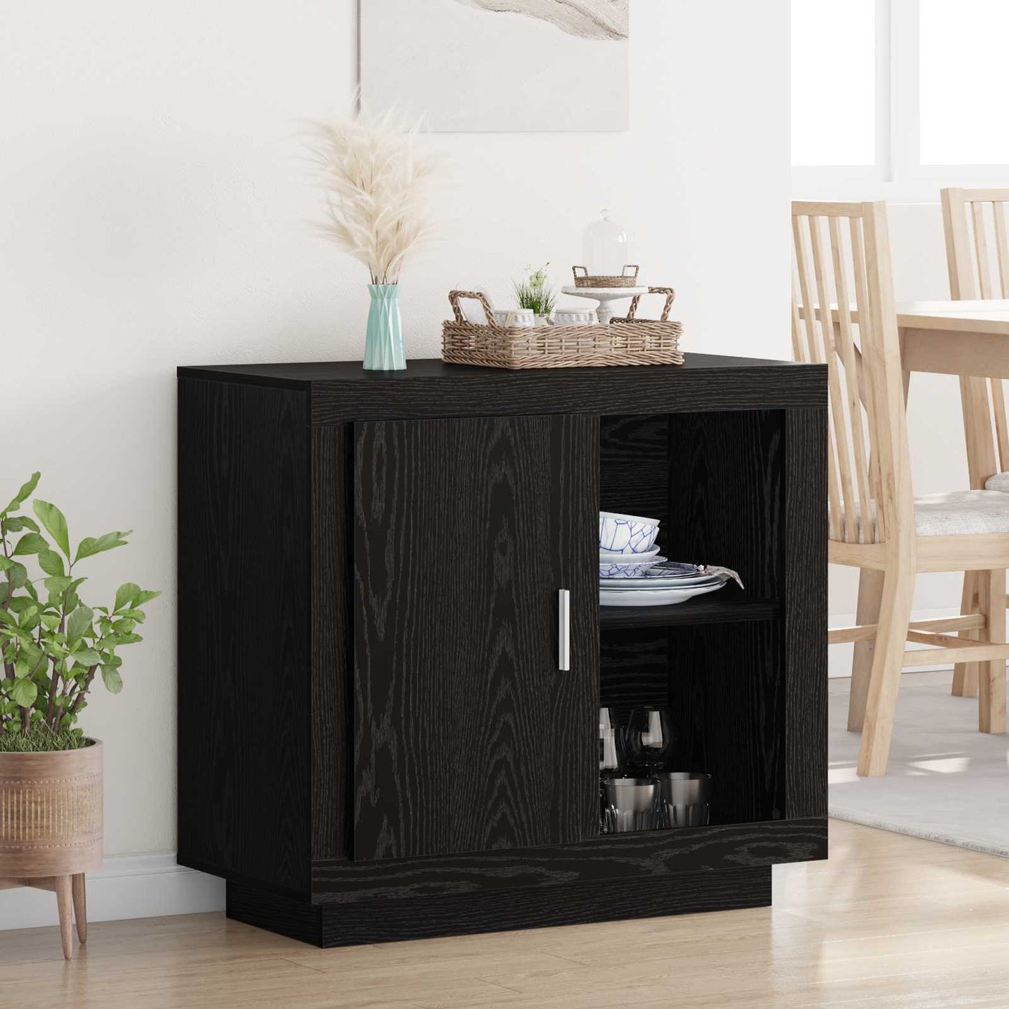 vidaXL Sideboard Black Oak 80 x 40 x 75 cm Engineered Wood 1