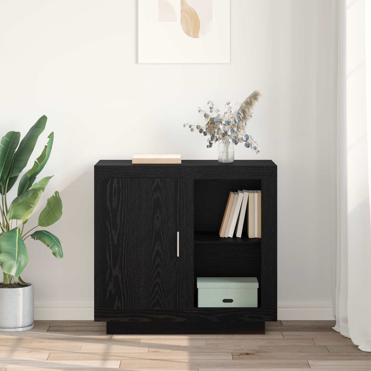 vidaXL Sideboard Black Oak 80 x 40 x 75 cm Engineered Wood 4