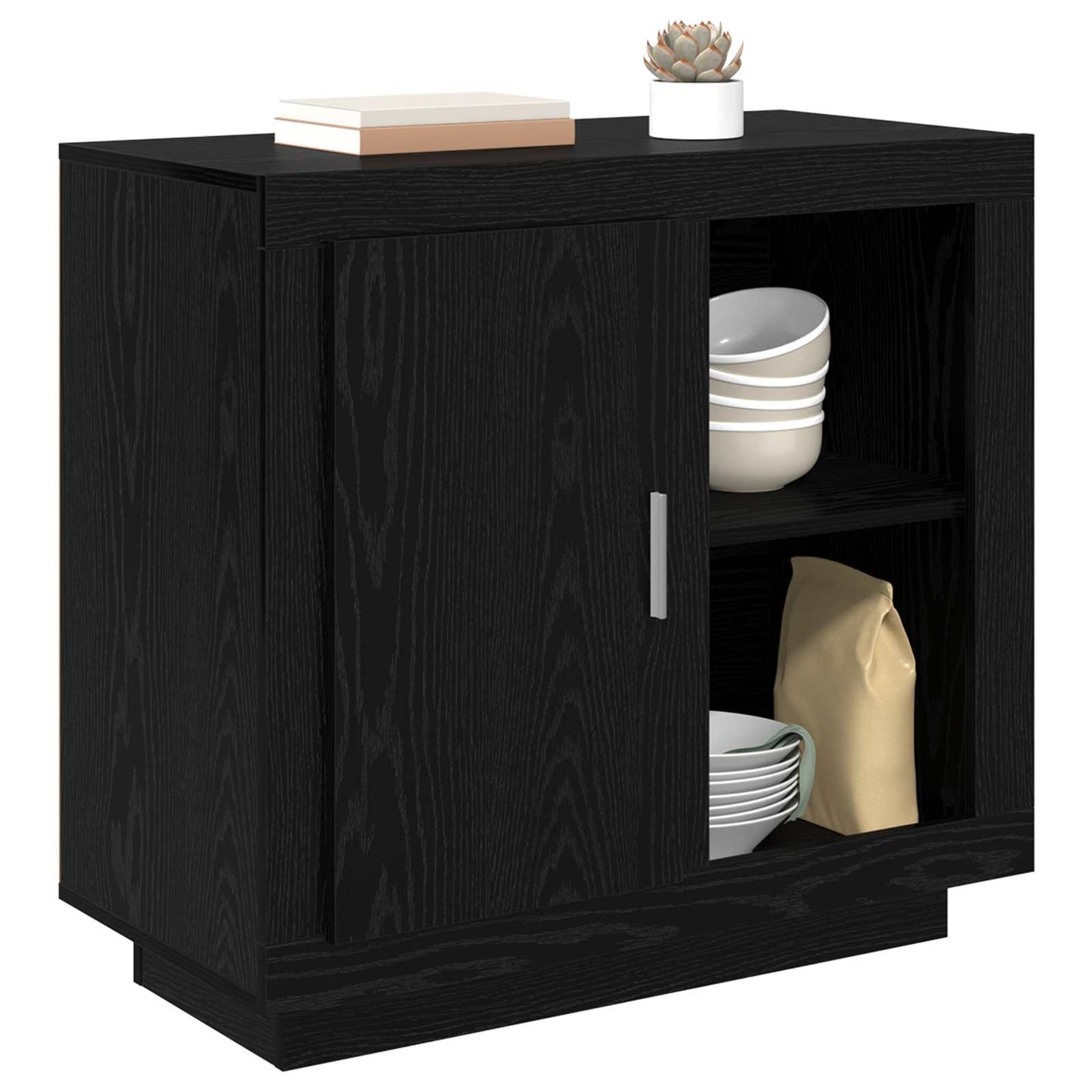 vidaXL Sideboard Black Oak 80 x 40 x 75 cm Engineered Wood 3