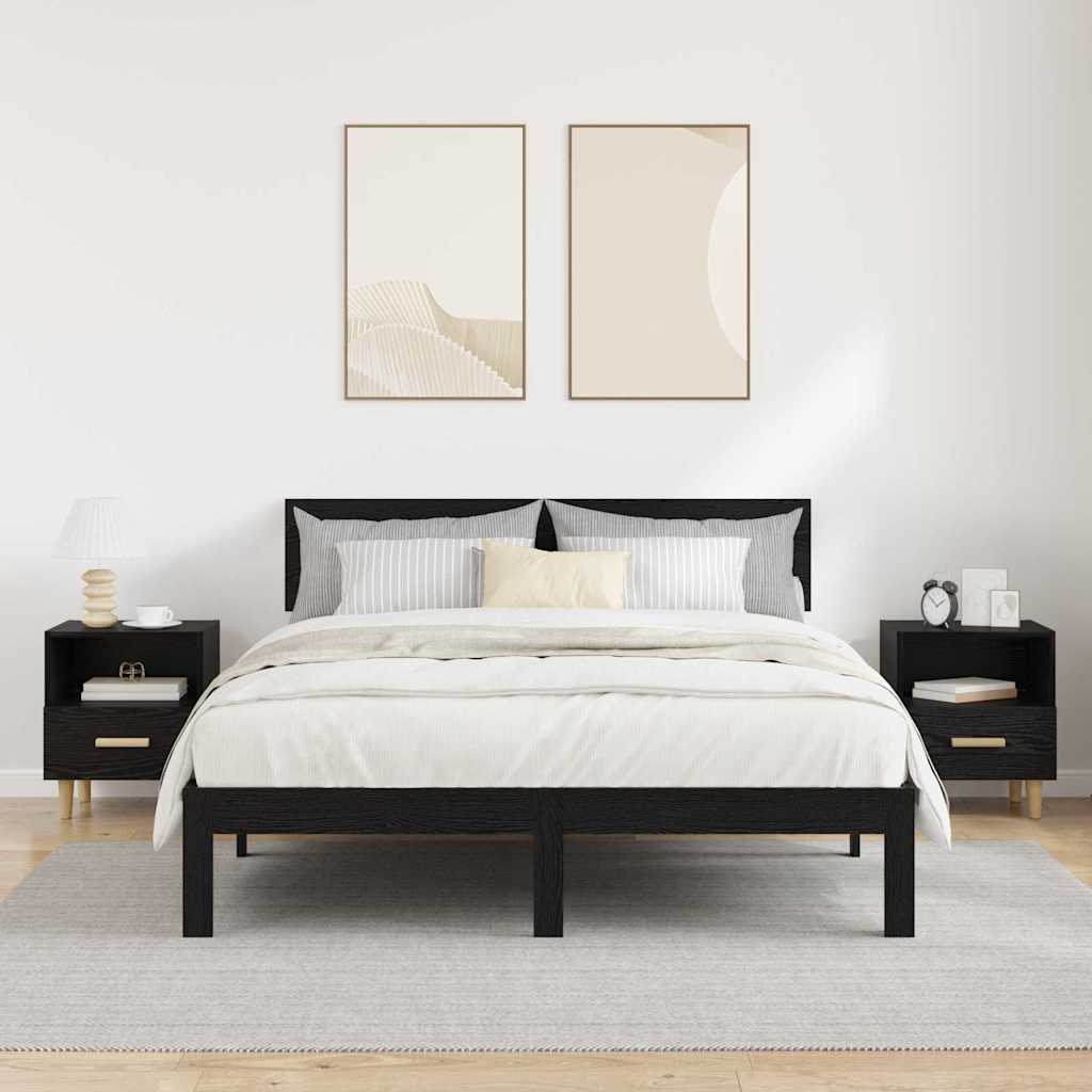 vidaXL Bedside Cabinet 2 pcs Black Oak 40 x 35 x 47 cm Engineered Wood 4