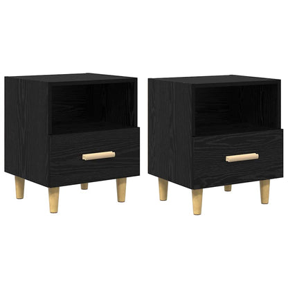 vidaXL Bedside Cabinet 2 pcs Black Oak 40 x 35 x 47 cm Engineered Wood 2