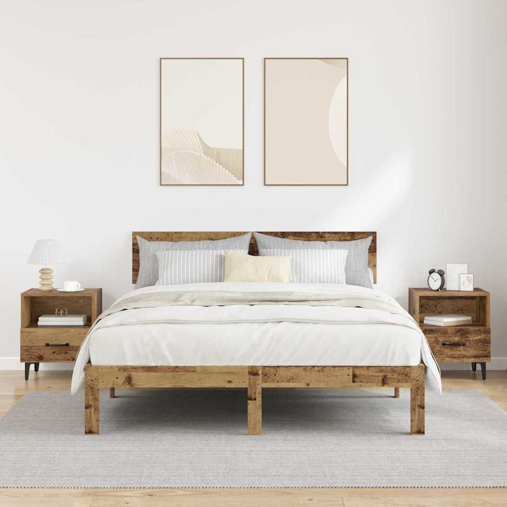 vidaXL Bedside Cabinet 2 pcs Old Wood 40 x 35 x 47.5 cm 4