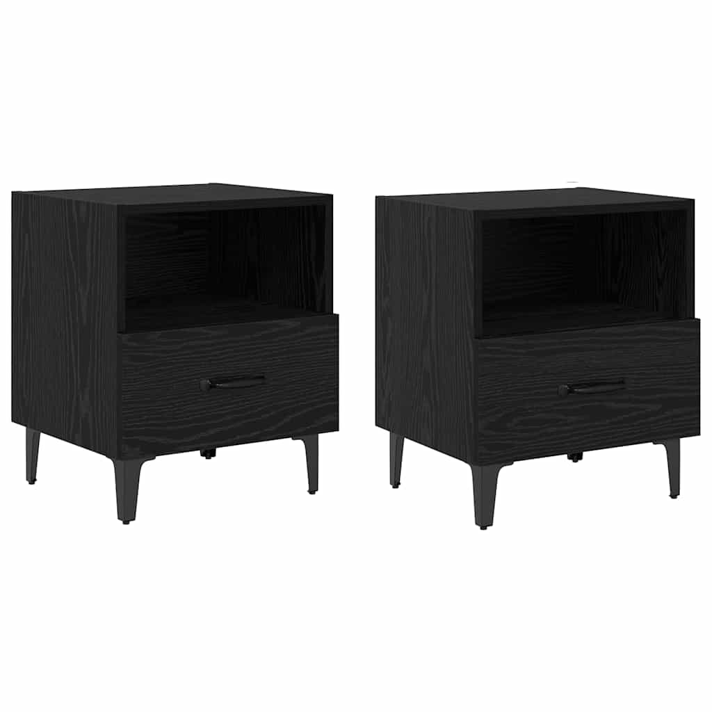 vidaXL Bedside Cabinet 2 pcs Black Oak 40 x 35 x 47.5 cm 2