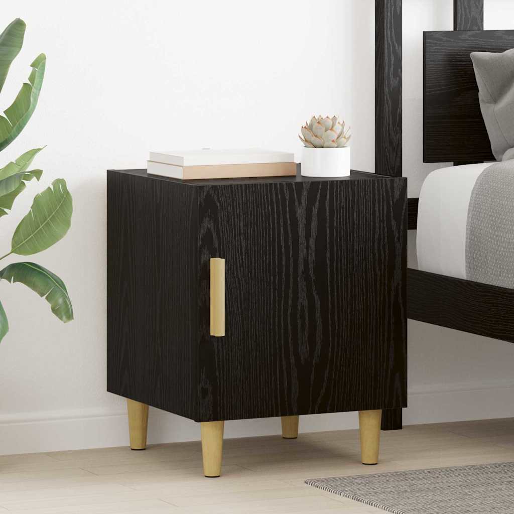 vidaXL Bedside Cabinet 2 pcs Black Oak 40 x 40 x 50 cm Engineered Wood 1