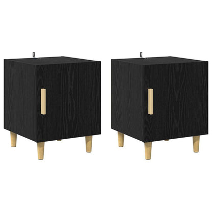 vidaXL Bedside Cabinet 2 pcs Black Oak 40 x 40 x 50 cm Engineered Wood 2