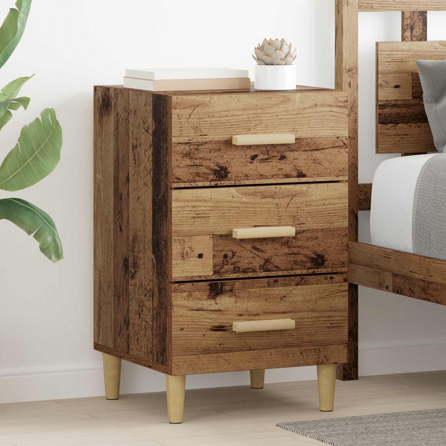 vidaXL Bedside Cabinet Old Wood 40 x 40 x 66 cm Engineered Wood 1