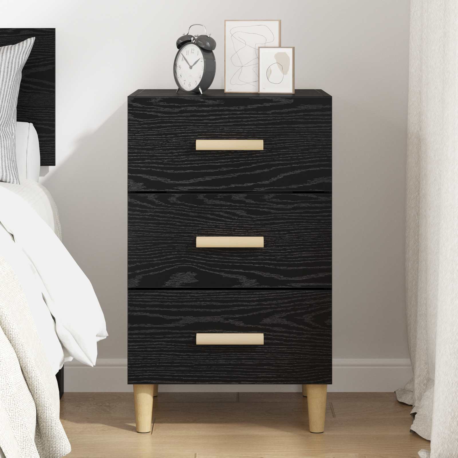 vidaXL Bedside Cabinet Black Oak 40 x 40 x 66 cm Engineered Wood 4