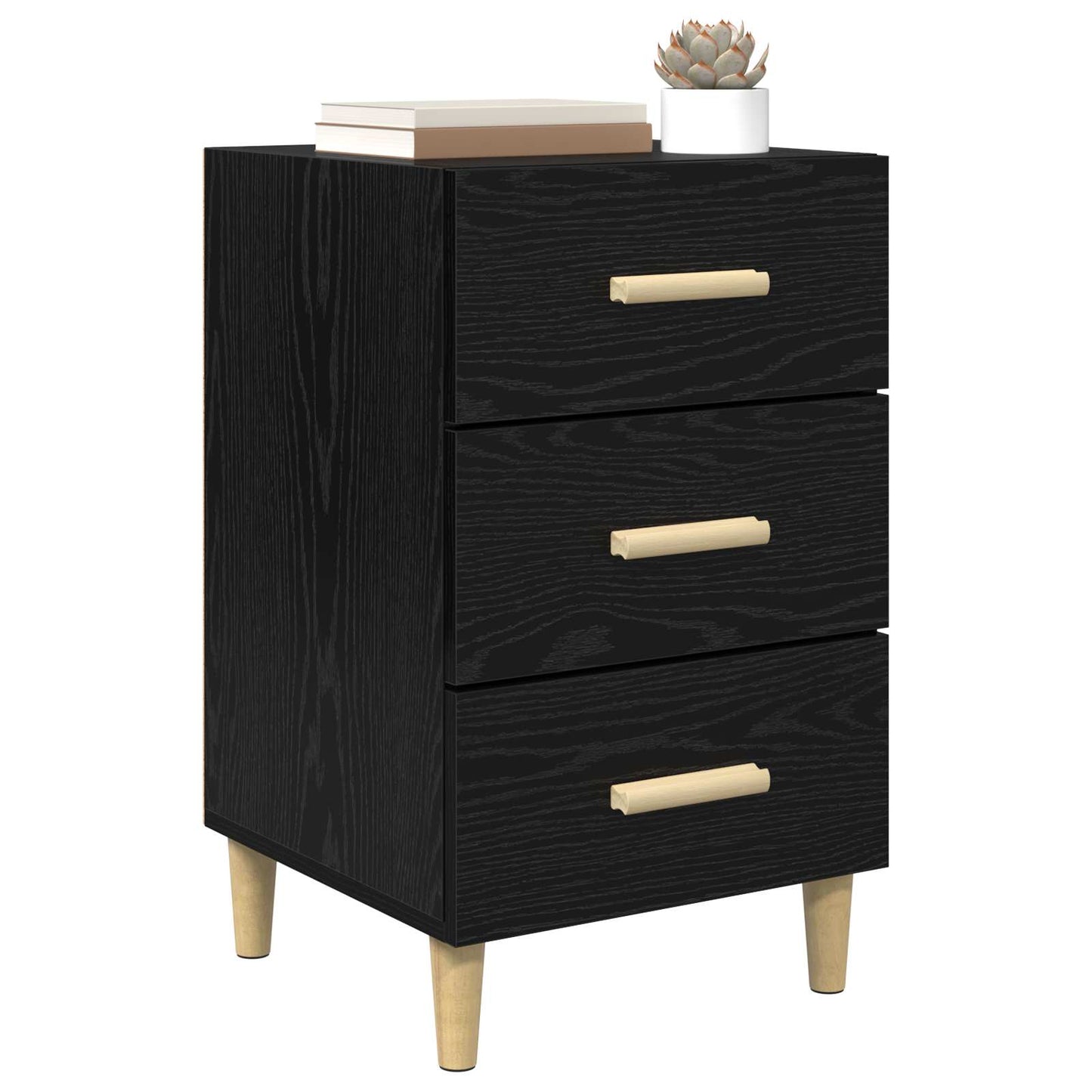 vidaXL Bedside Cabinet Black Oak 40 x 40 x 66 cm Engineered Wood 3