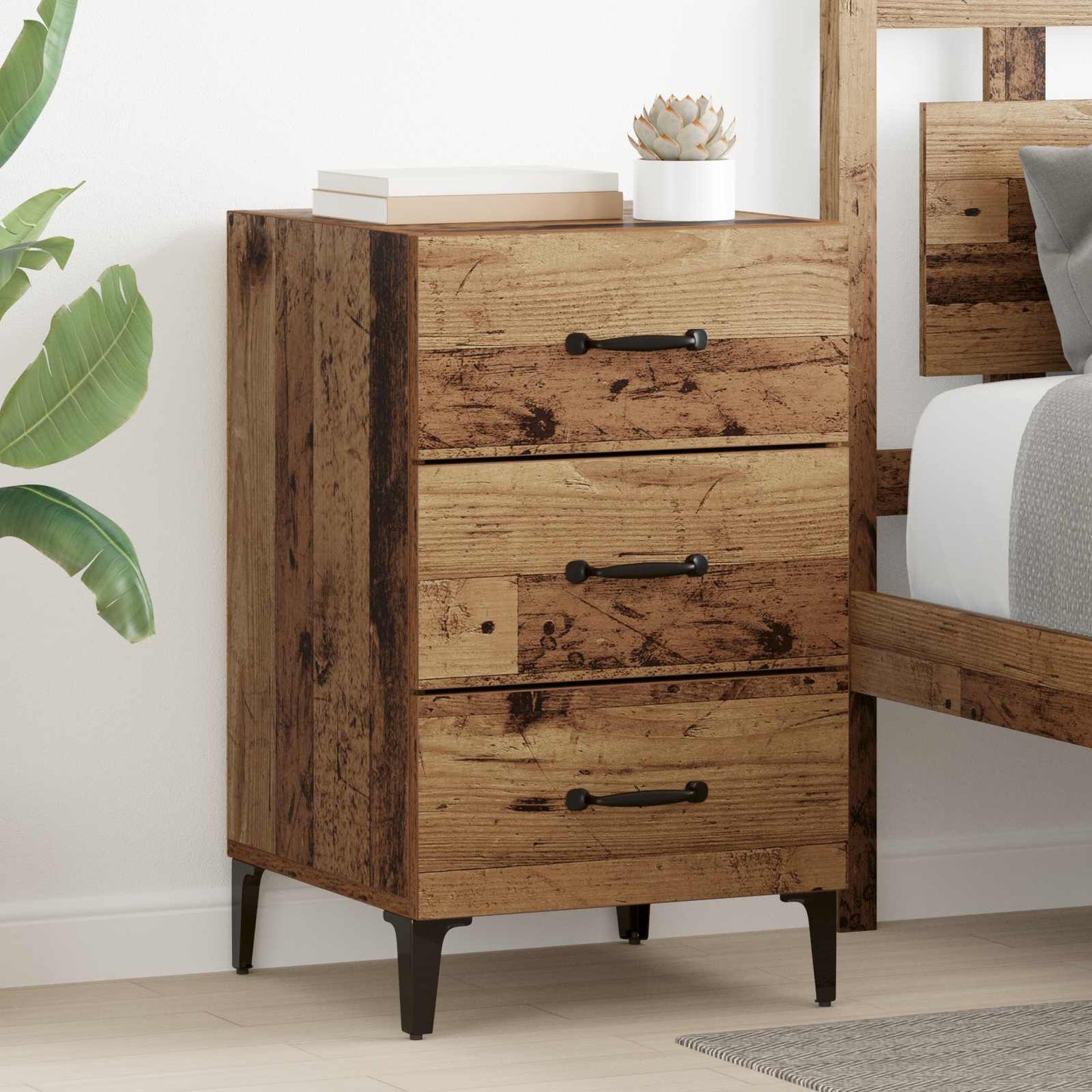vidaXL Bedside Cabinet Old Wood 40 x 40.5 x 66 cm Engineered Wood 1