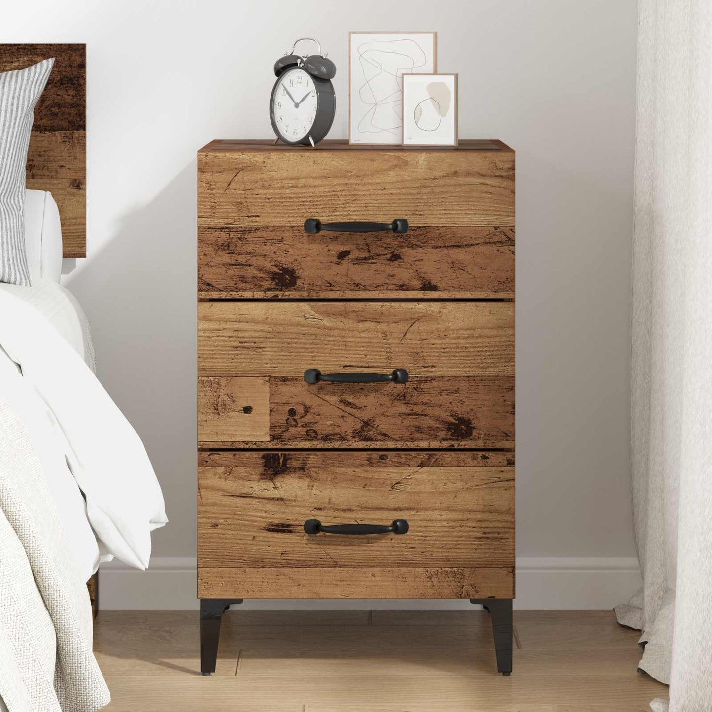 vidaXL Bedside Cabinet Old Wood 40 x 40.5 x 66 cm Engineered Wood 4
