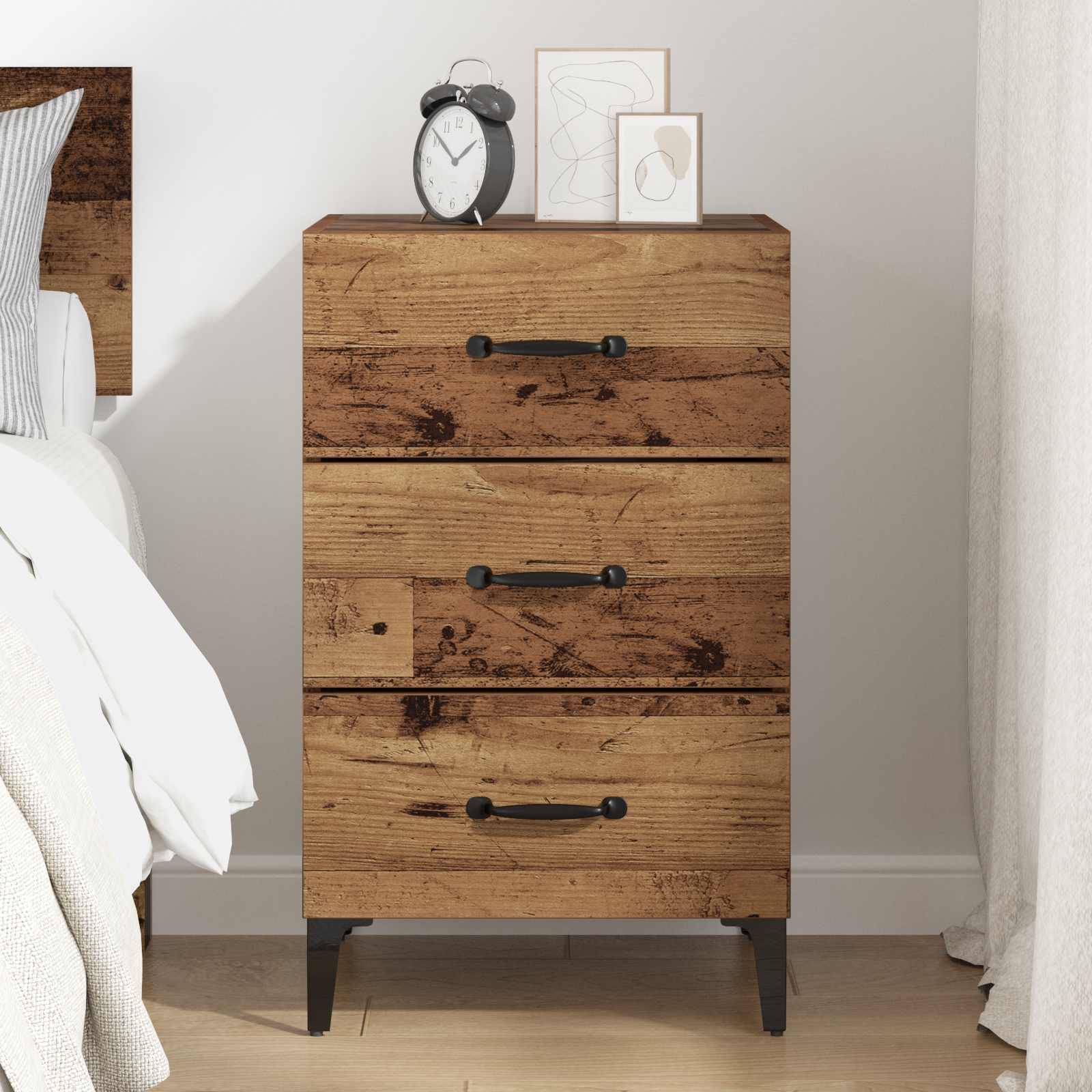 vidaXL Bedside Cabinet Old Wood 40 x 40.5 x 66 cm Engineered Wood 4