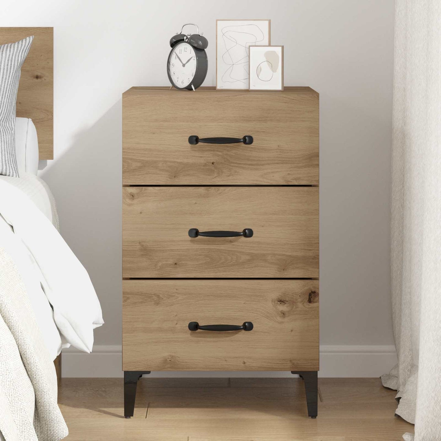 vidaXL Bedside Cabinet Artisan Oak 40 x 40.5 x 66 cm Engineered Wood 4