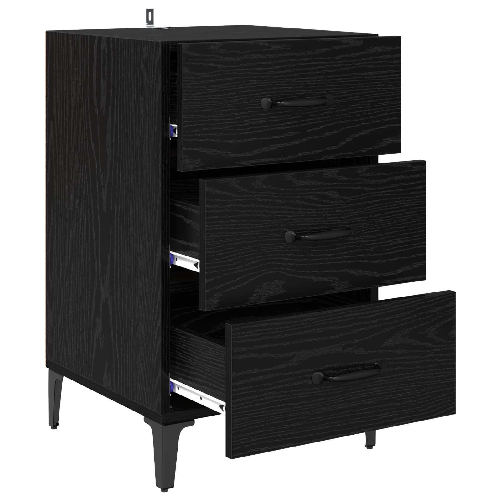 vidaXL Bedside Cabinet Black Oak 40 x 40.5 x 66 cm Engineered Wood 5