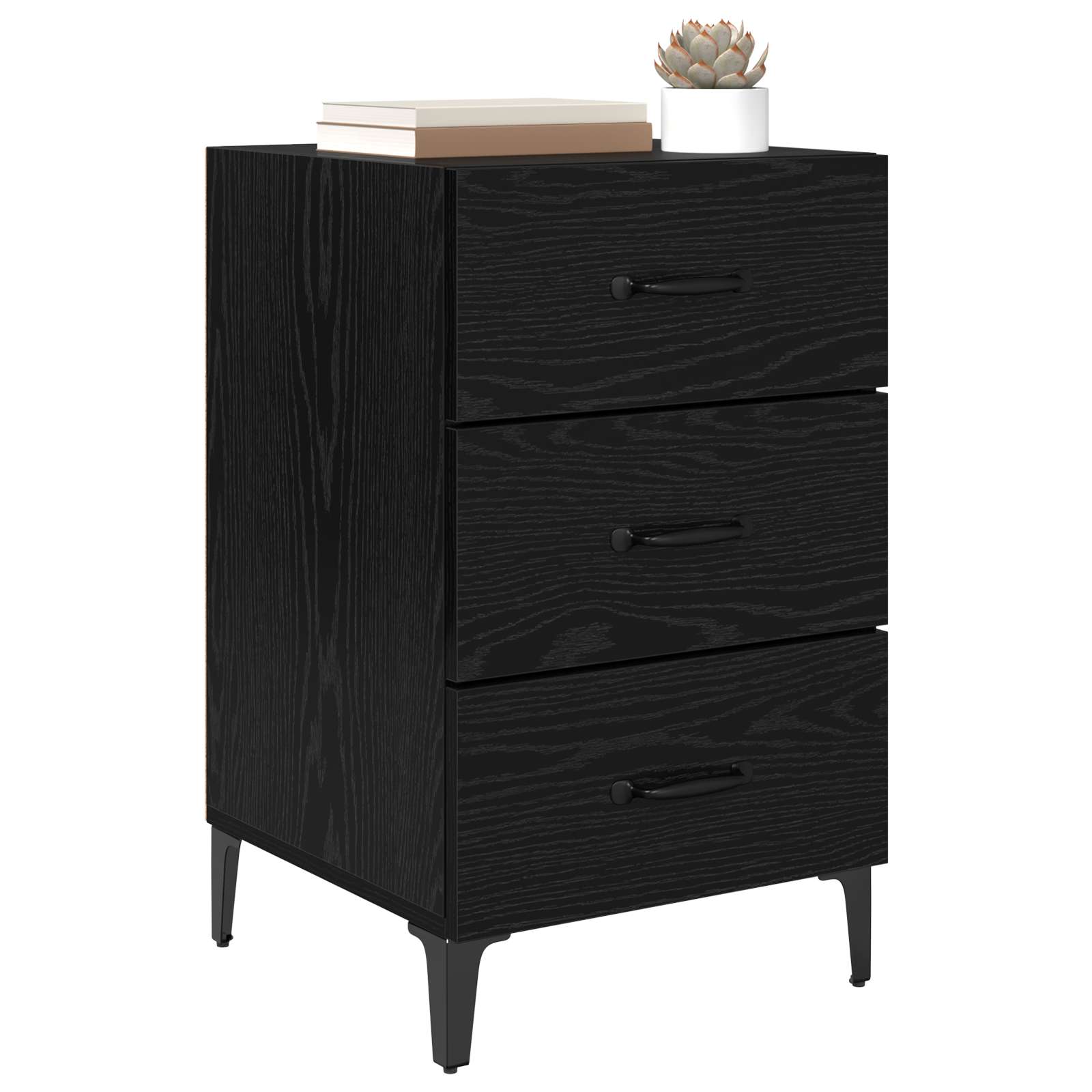 vidaXL Bedside Cabinet Black Oak 40 x 40.5 x 66 cm Engineered Wood 3