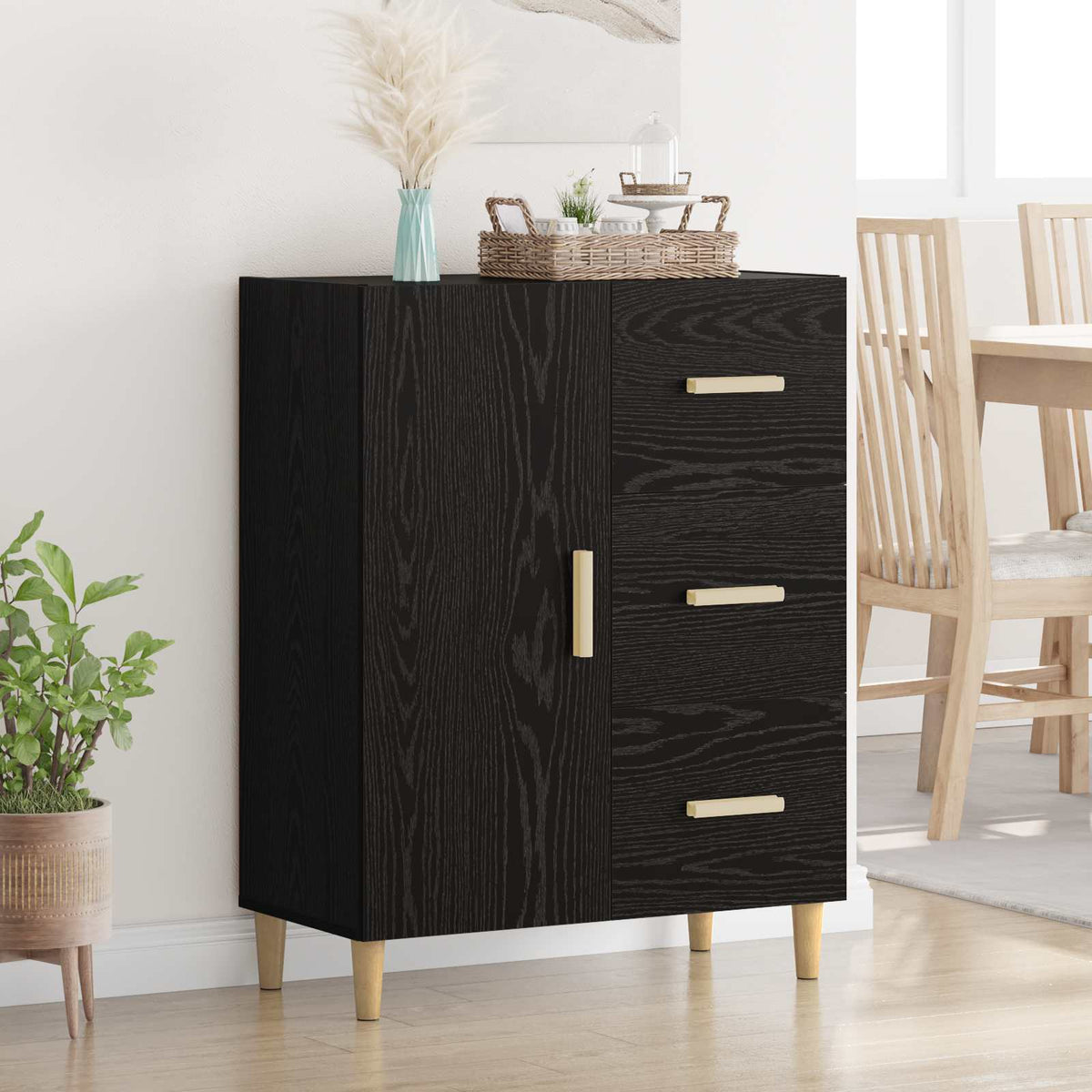 Sideboard 69,5x34x90 cm Engineered Wood Black oak
