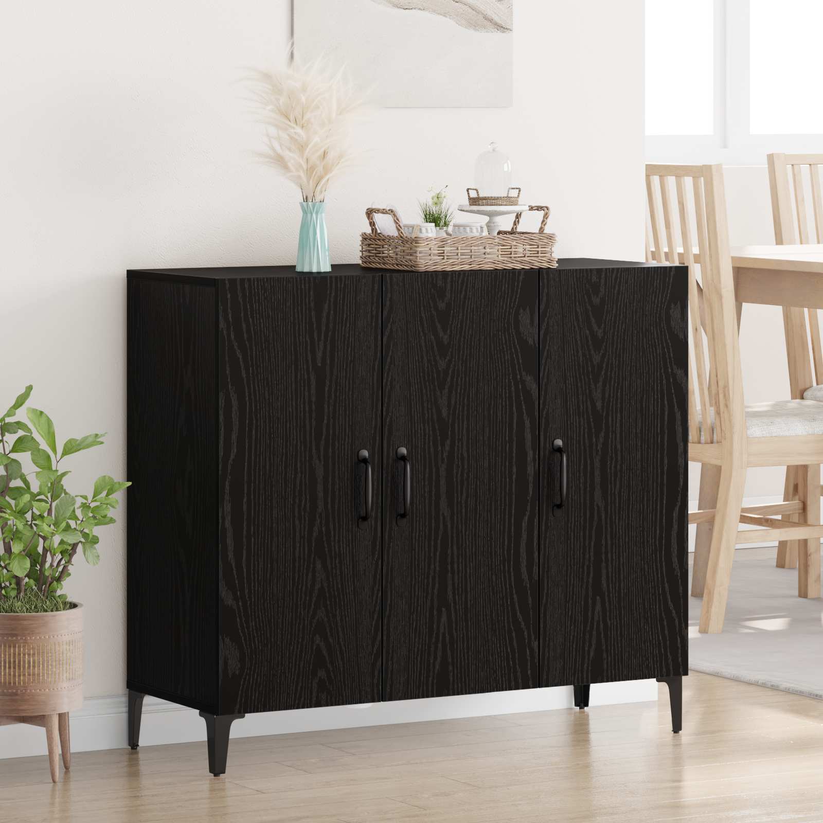 vidaXL Sideboard Black oak 34 x 90 x 80 cm Engineered Wood 1