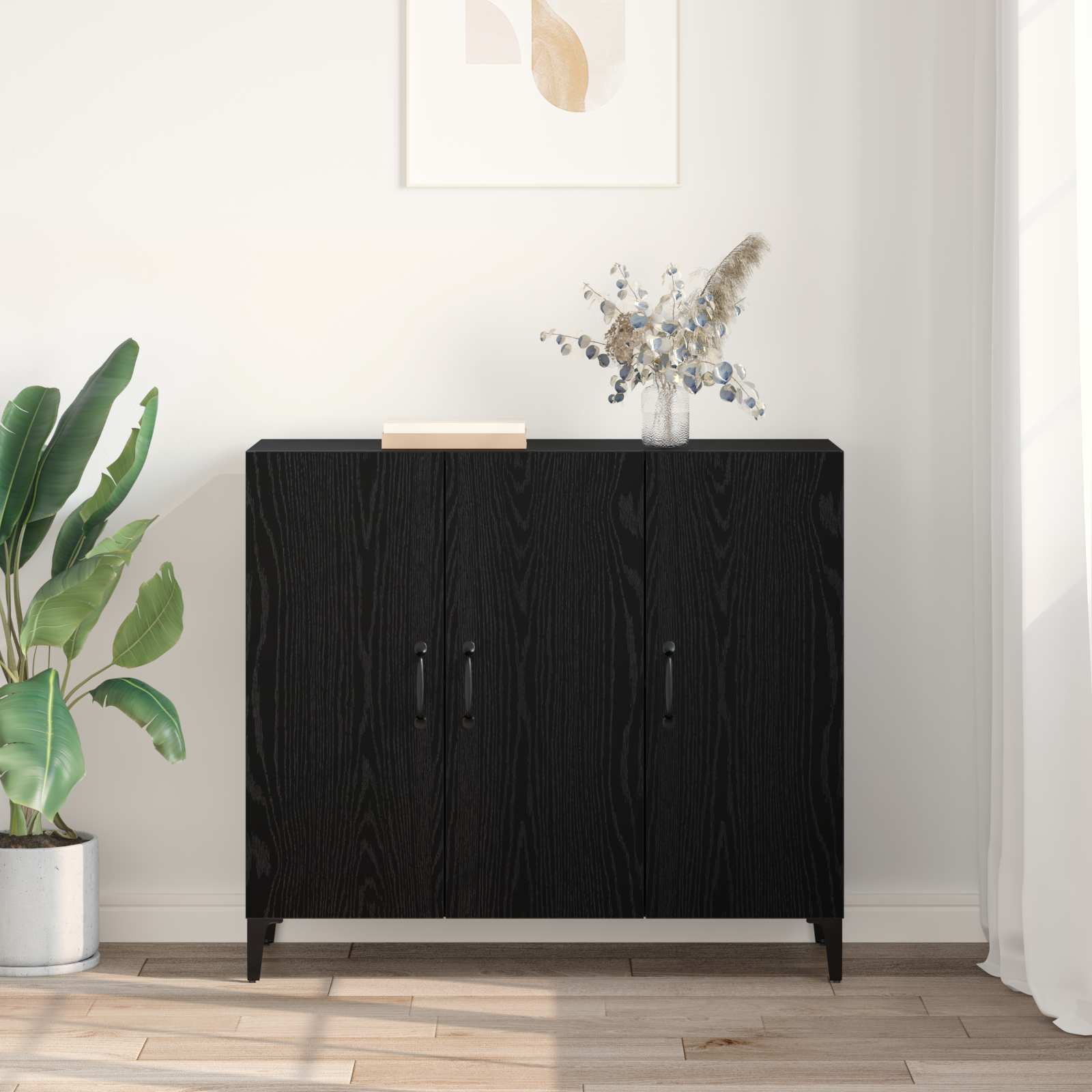 vidaXL Sideboard Black oak 34 x 90 x 80 cm Engineered Wood 4