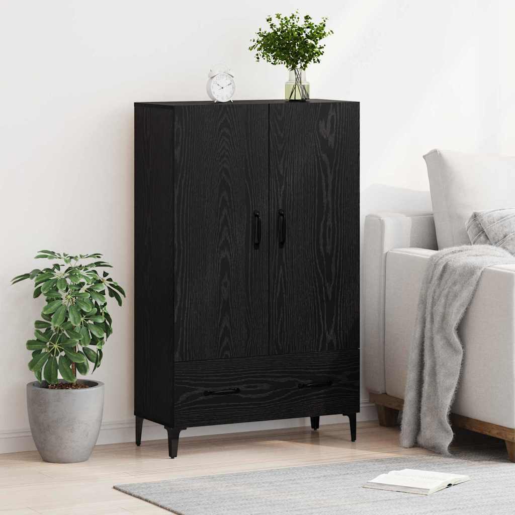 vidaXL Highboard Black Oak 70 x 31 x 115 cm Engineered Wood and Iron 4