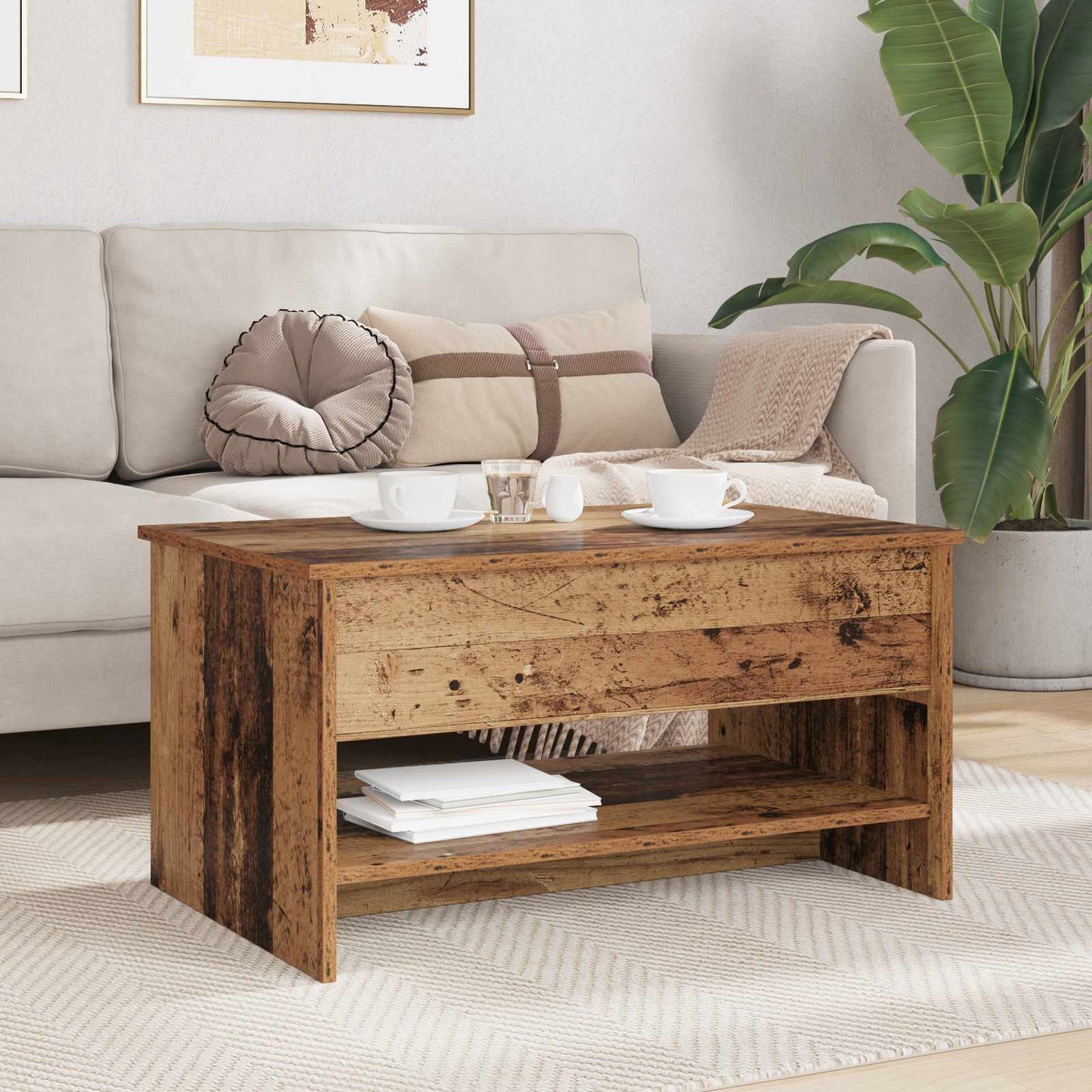 vidaXL Coffee Table Old Wood 80 x 50.5 x 41.5 cm Engineered Wood 4