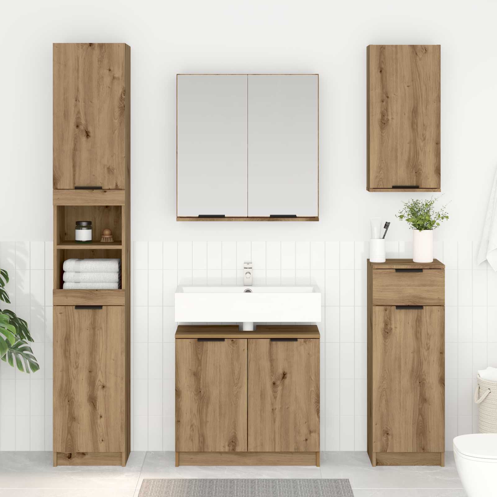 vidaXL Bathroom Cabinet Artisan Oak 64.5 x 33.5 x 59 cm 1