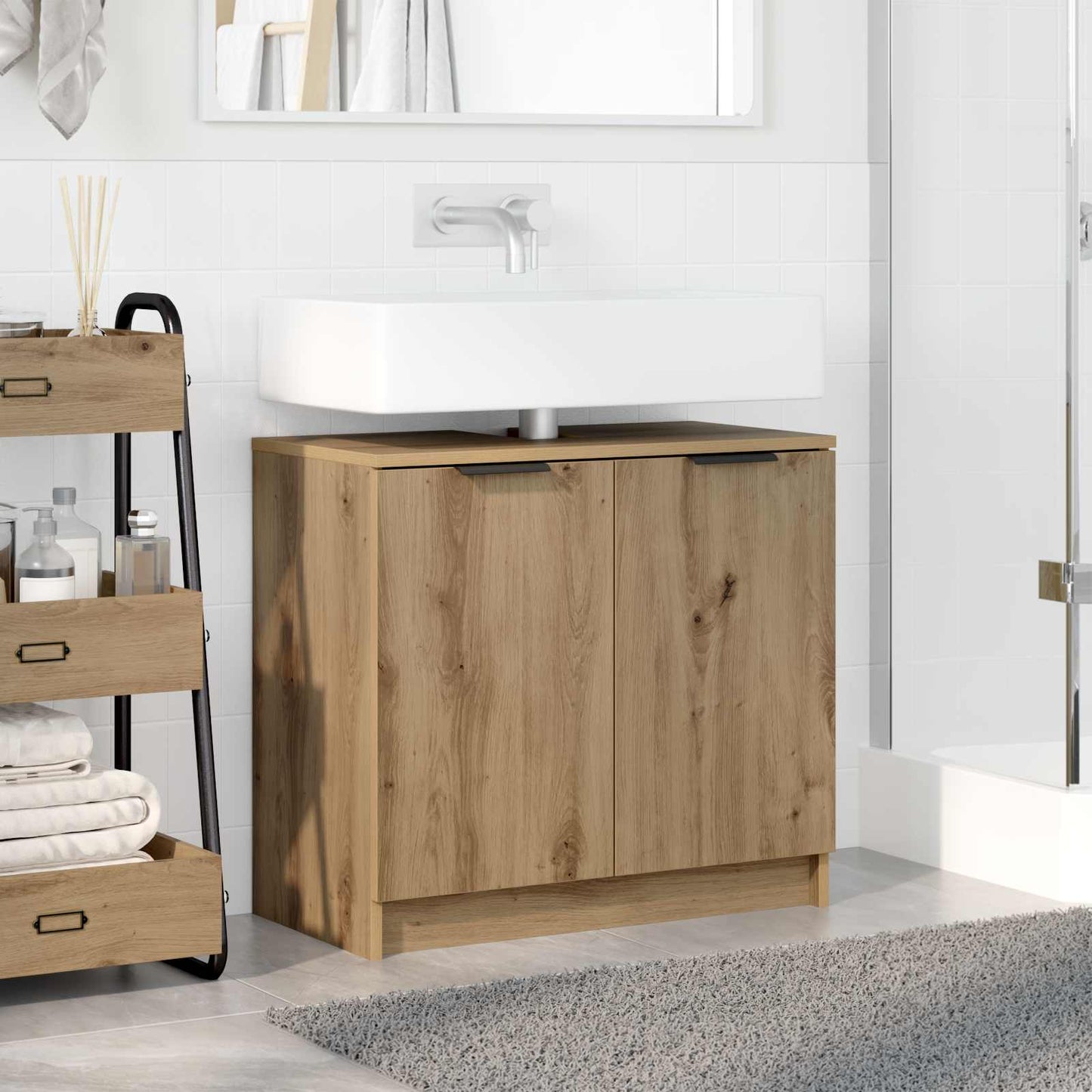 vidaXL Bathroom Cabinet Artisan Oak 64.5 x 33.5 x 59 cm 4