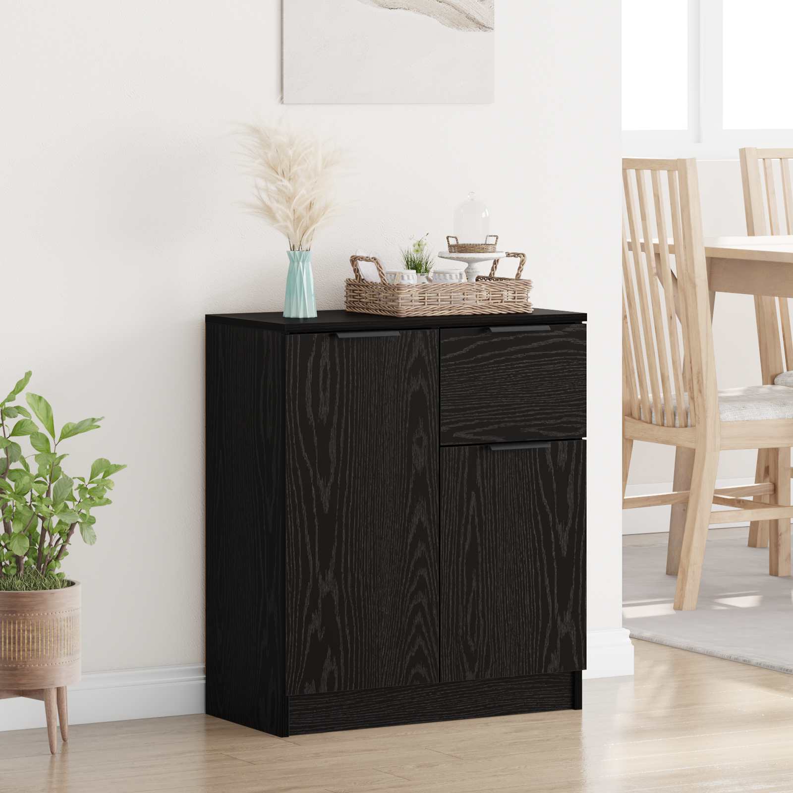 vidaXL Sideboard Black Oak 60 x 30 x 70 cm Engineered Wood 1