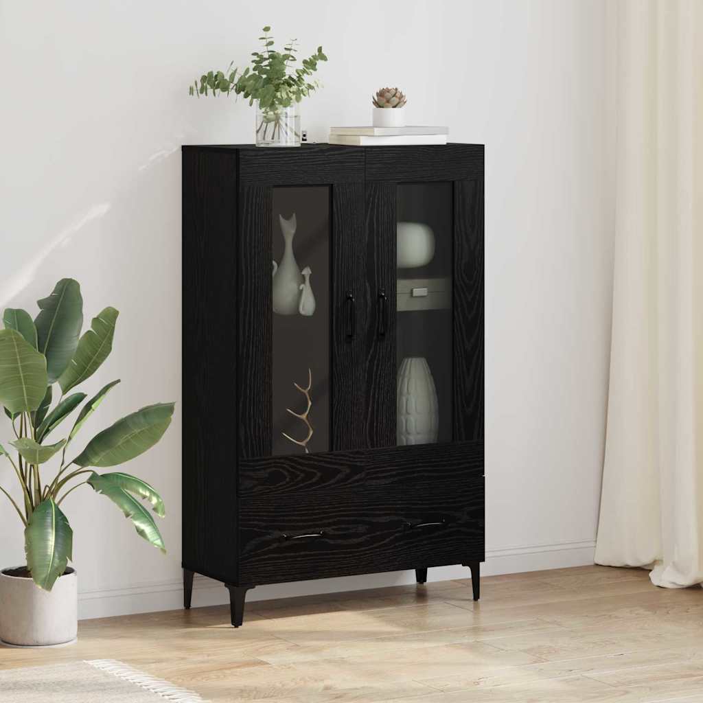 vidaXL Highboard Black Oak 70 x 31 x 115 cm Engineered Wood and Iron 1